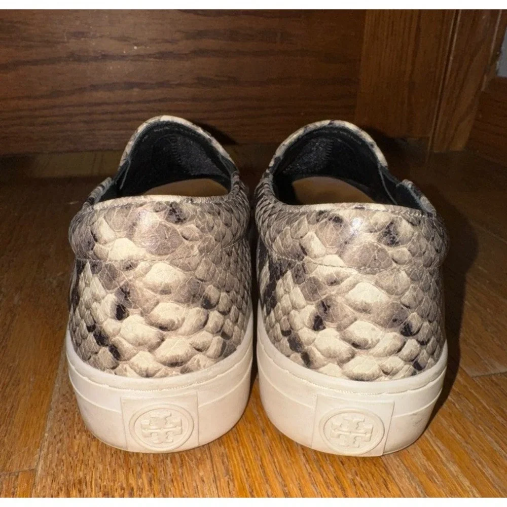 TORY BURCH womens size 7 Slip On Sneakers Snake Print Embossed Shoes loafers